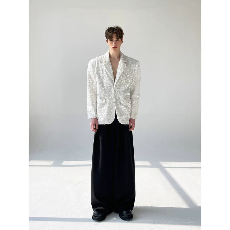 Sequined Velvet Lapel Suit Jacket 4