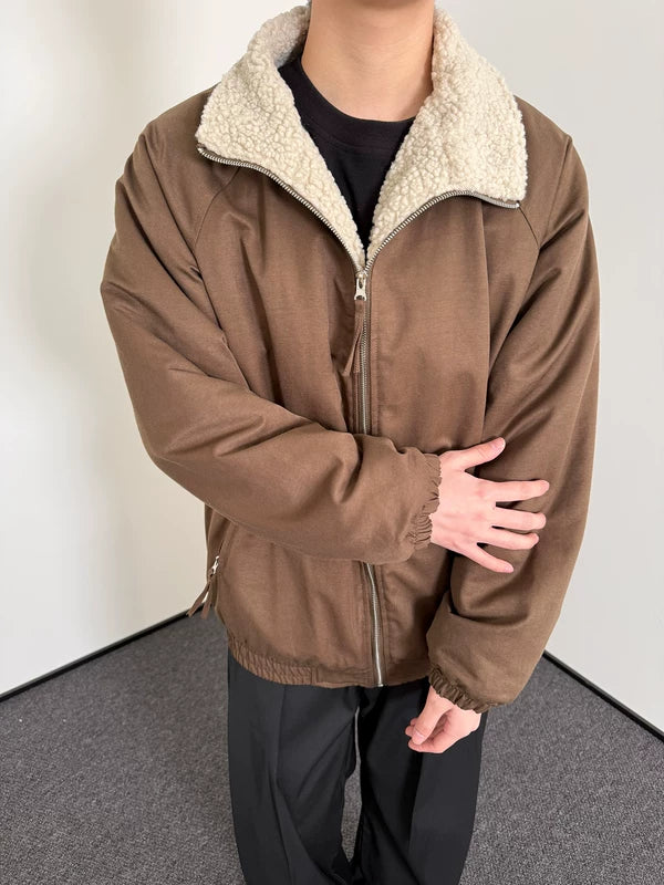 6018163300783,6018163300784,6018163300785,6018163300786, Shearling Lined Stand Collar Winter Coat