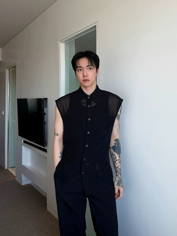 Sheer Long Sleeve Button Up Shirt 4