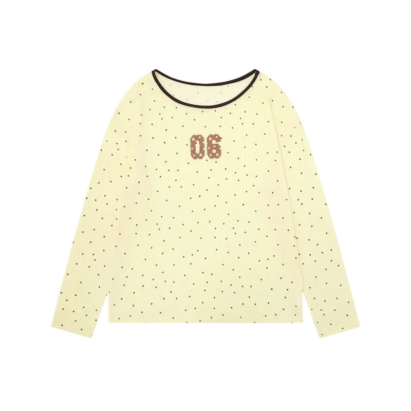 6190159827196,6190159827197,6190159827198, Sheer Polka Dot Long Sleeve Top