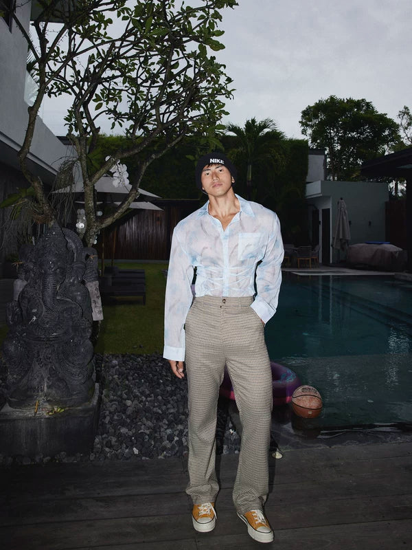 Sheer Tie-Waist Long Sleeve Vacation Shirt 2