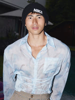 Sheer Tie-Waist Long Sleeve Vacation Shirt 4