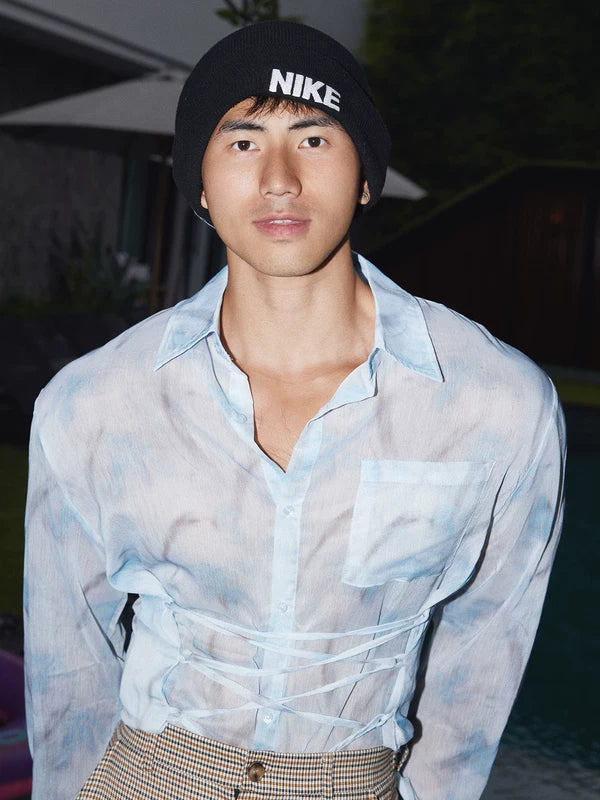 Sheer Tie-Waist Long Sleeve Vacation Shirt 4