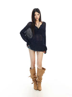 Sheer V-Neck Knit Cover-Up Top 3