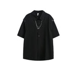 6188698354240,6188698354241,6188698354242,6188698354243,6188698354244, Short-Sleeve Button-Up Necklace Detail Shirt