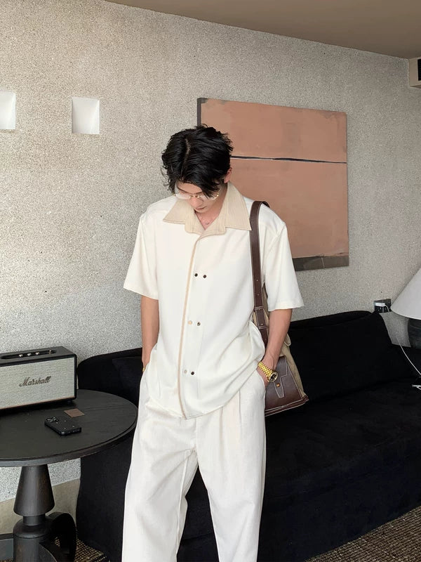 Short-Sleeve Cuban Collar Casual Shirt 1