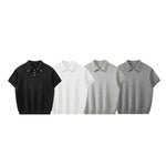 Short-Sleeve Knitted Polo Shirt Top 4