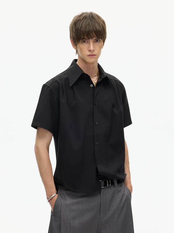 Short Sleeve Pleated Dress Shirt 2