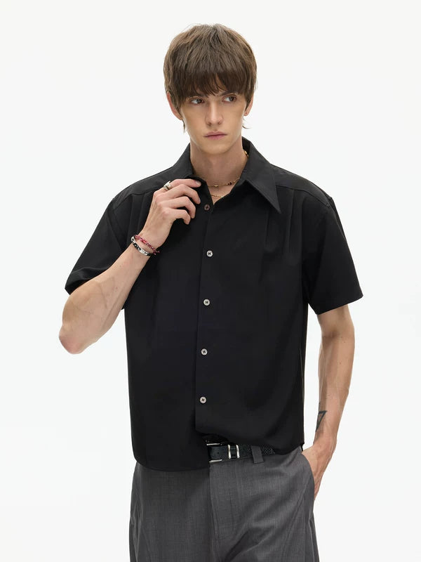 Short Sleeve Pleated Dress Shirt 4
