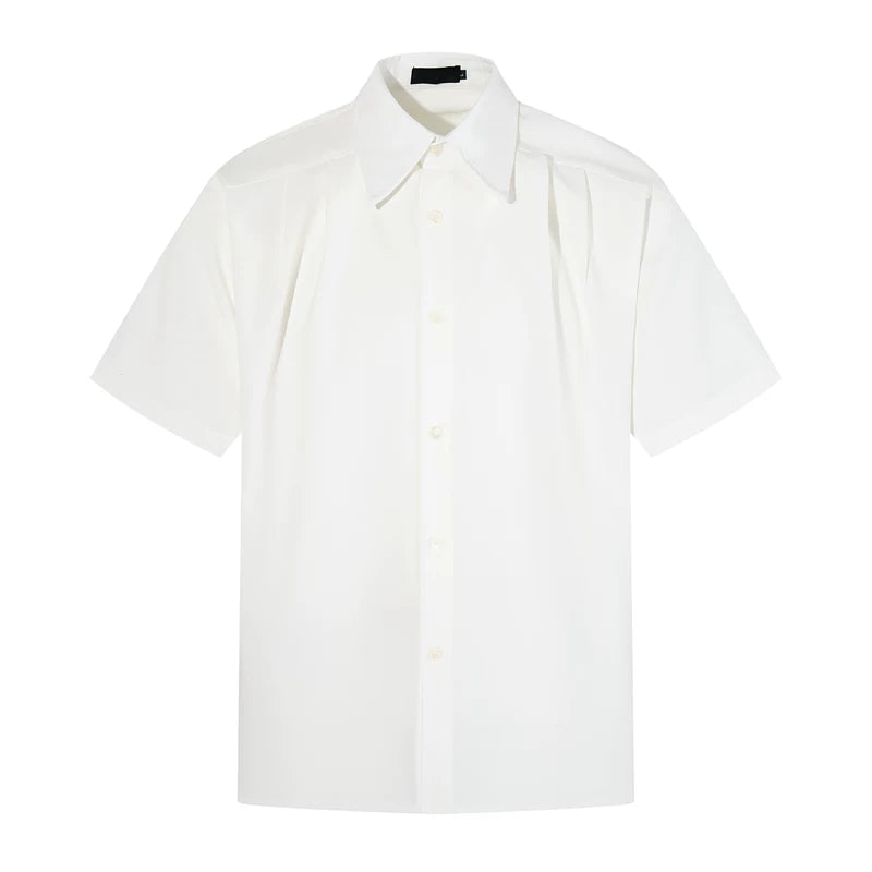 6202764438461,6202764438462,6202764438463,6202764438464, Short Sleeve Pleated Dress Shirt