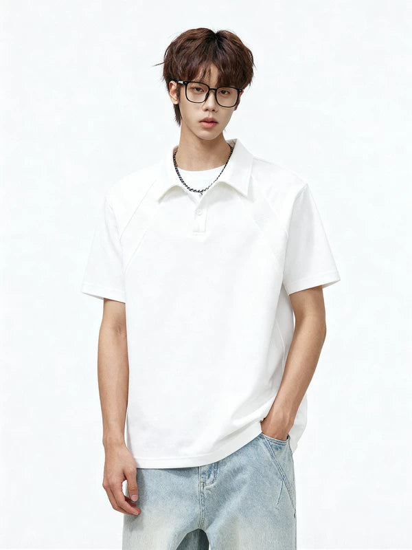 Short-Sleeve Polo T-Shirt with Raglan Seams 3
