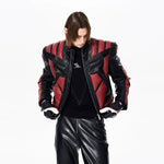 Short Stand Collar Motorcycle Leather Jacket 2