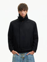 Short Wool Jacket with High Stand Collar 4