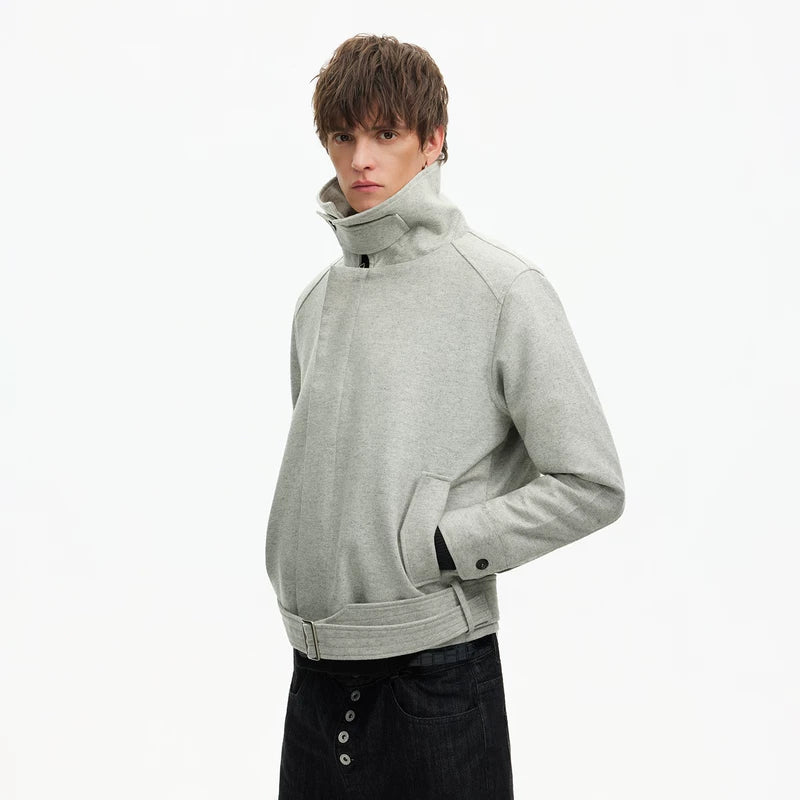 6190814814577,6190814814578,6190814814579,6190814814580, Short Wool Jacket with High Stand Collar