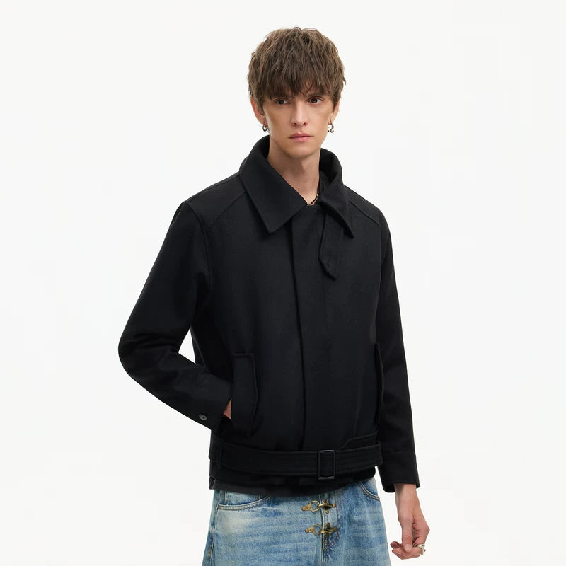 6190814814581,6190814814582,6190814814583,6190814814584, Short Wool Jacket with High Stand Collar