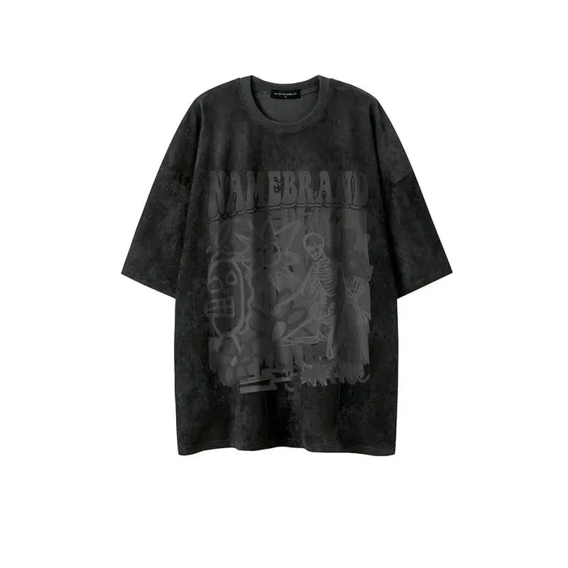 skull Print Suede T-shirt