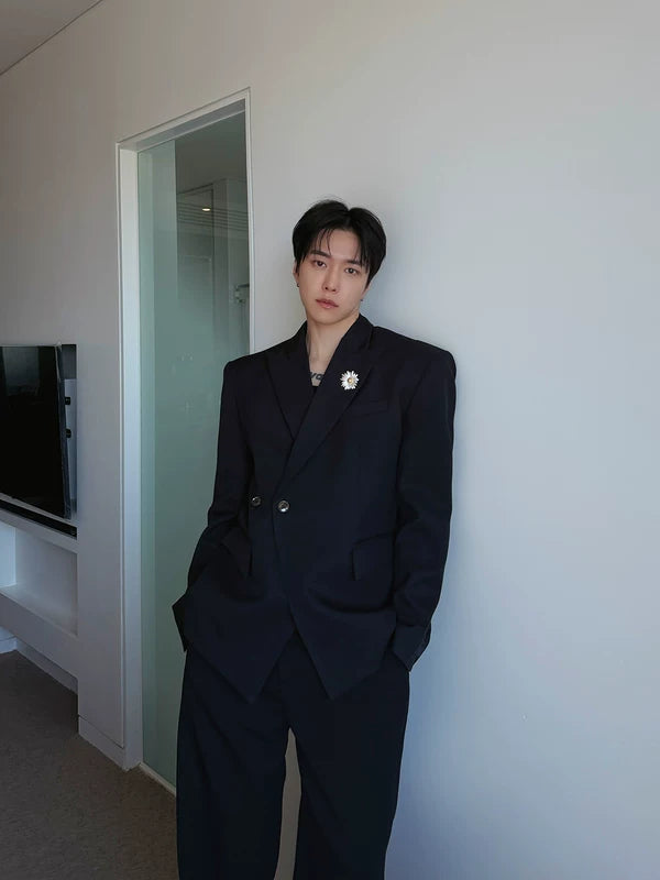 Slim Double-Breasted Business Suit Jacket 2