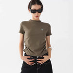 6196162006353,6196162006359,6196162006365, Slim Fit High Neck Short Sleeve Top