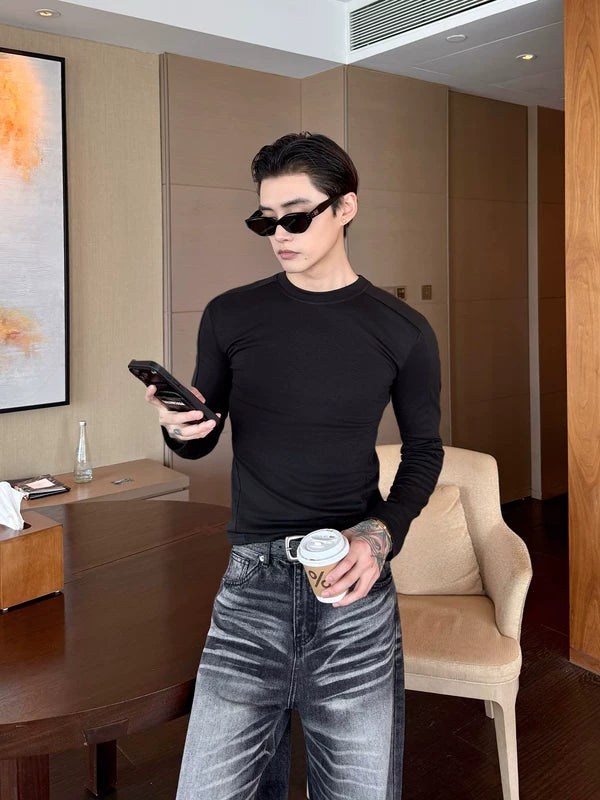 Slim Fit Lyocell Crew Neck Pullover 2