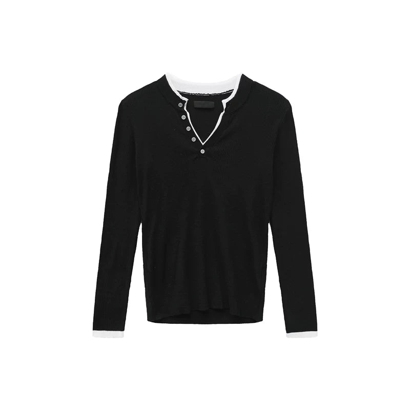 6034579380707,6034579380708,6034579380709, Slim Fit Ribbed Knit Henley Sweater