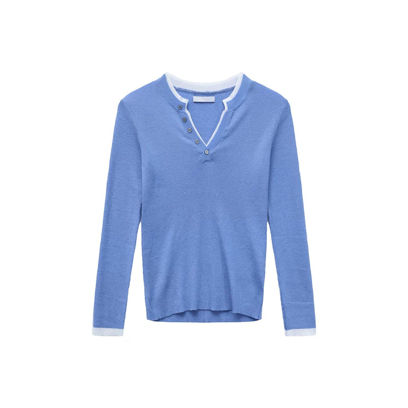 6034579380713,6034579380714,6034579380715, Slim Fit Ribbed Knit Henley Sweater