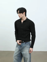 Slim Fit Ribbed Knit Long Sleeve Polo 5