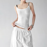 6196608774642,6196608774643,6196608774644,6196608774645, Slim Fit Scoop Neck Camisole Tank Top