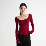 6034493145747,6034493145748,6034493145749, Slim Fit Scoop Neck Long Sleeve Top