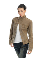 Slim Fit Stand Collar Denim Jacket 4