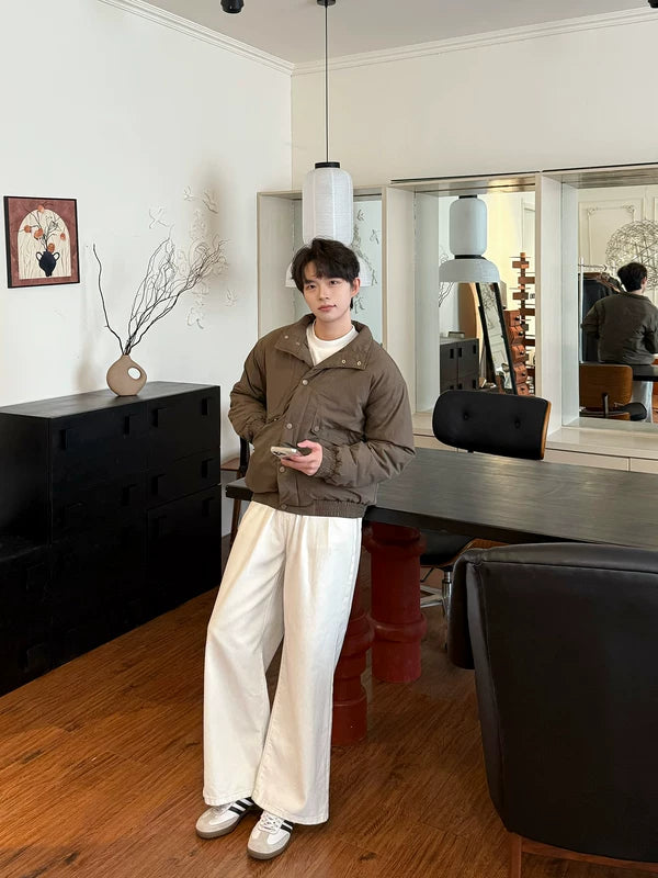 Snap-Button Stand Collar Insulated Jacket 2