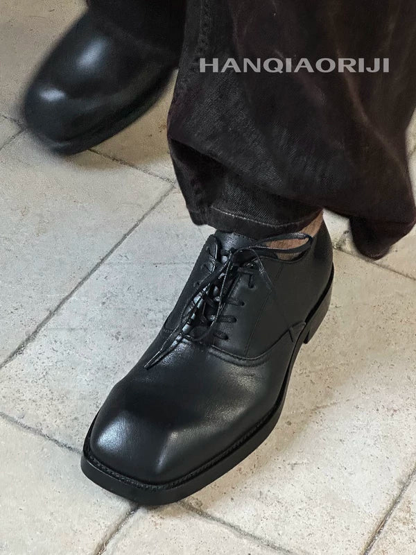 Square Toe Genuine Leather Derby Shoes 2