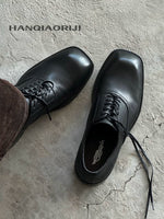 Square Toe Genuine Leather Derby Shoes 5