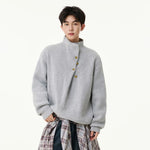 1627207:28332,6147492591679,1627207:28332,6147492591678,1627207:28332,6147492591677,1627207:28332,6147492591676,1627207:28332,6147492591675,6147492591679,6147492591678,6147492591677,6147492591676,6147492591675, Stand Collar Button Front Knit Sweater