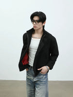 Stand Collar Button Front Work Jacket 2