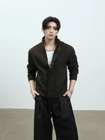 Stand Collar Button Front Work Jacket 3