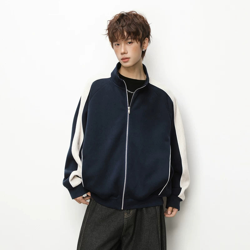 1627207:4029883,6177176303260,1627207:4029883,6177176303257,1627207:4029883,6177176303259,1627207:4029883,6177176303258,6177176303260,6177176303257,6177176303259,6177176303258, Stand Collar Colorblock Zip-Up Sports Jacket