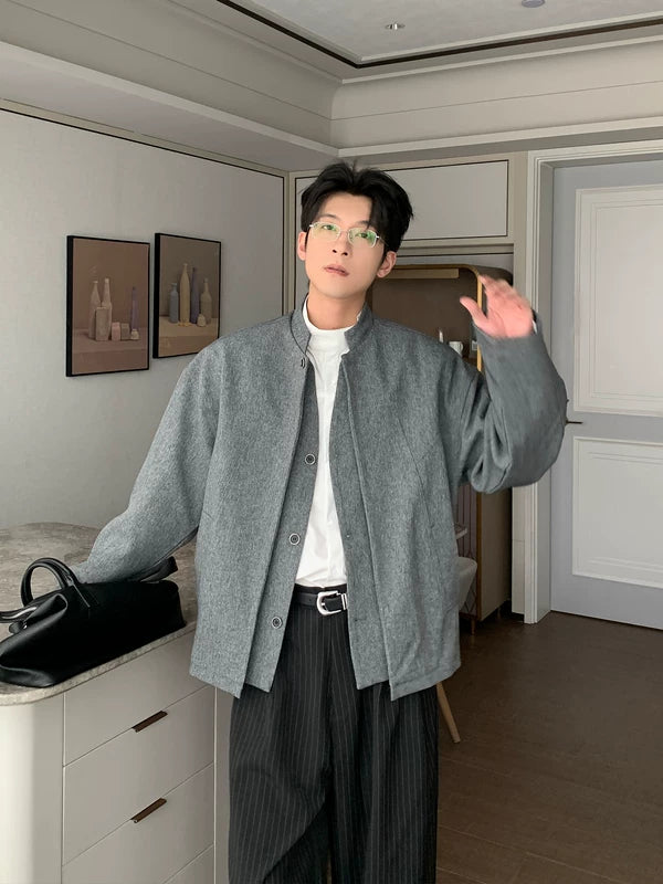 Stand Collar Faux Two-Piece Jacket 5