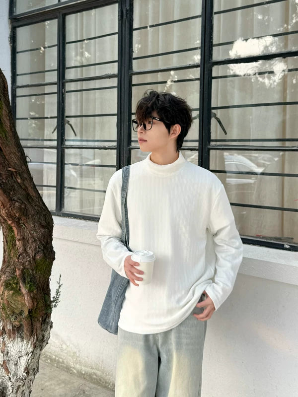 6182928083798,6182928083799,6182928083800,6182928083801, Stand Collar Long Sleeve Pullover Top