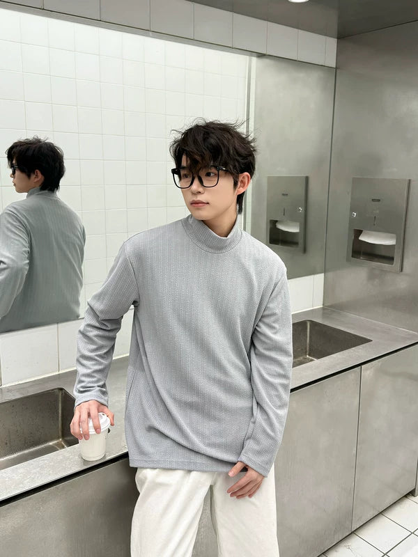 6182928083802,6182928083803,6182928083804,6182928083805, Stand Collar Long Sleeve Pullover Top