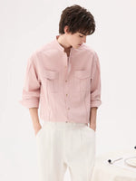 Stand Collar Lyocell Cotton Workwear Shirt 5