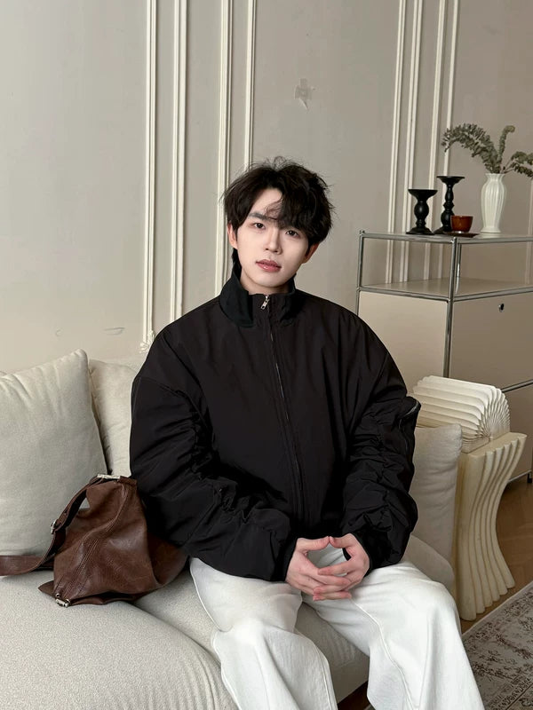 Stand Collar Padded Bomber Jacket 4