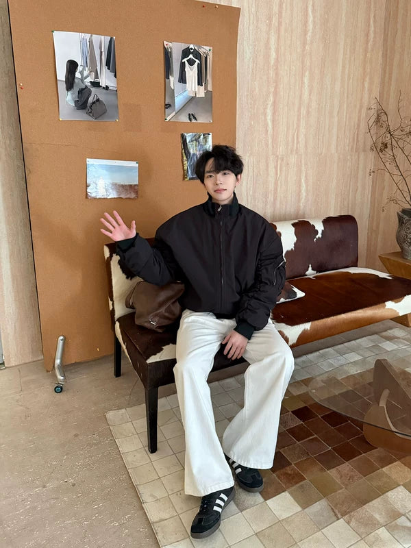 Stand Collar Padded Bomber Jacket 5