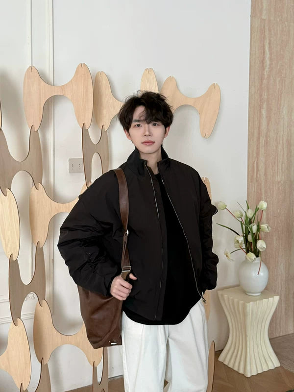 6019177465468,6019177465469,6019177465470,6019177465471, Stand Collar Padded Bomber Jacket