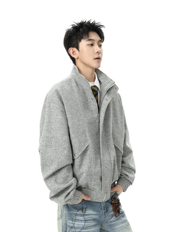 Stand Collar Wool Blend Casual Jacket 4