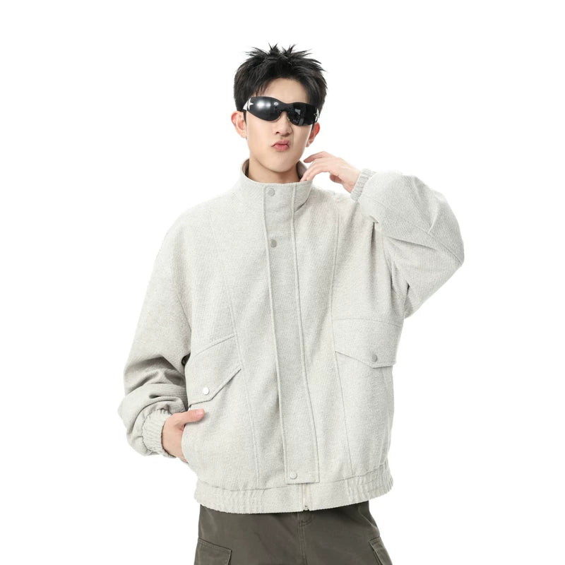 6018194212118,6018194212119,6018194212120,6018194212121,6018194212122,6018194212123,6018194212124, Stand Collar Wool Blend Casual Jacket