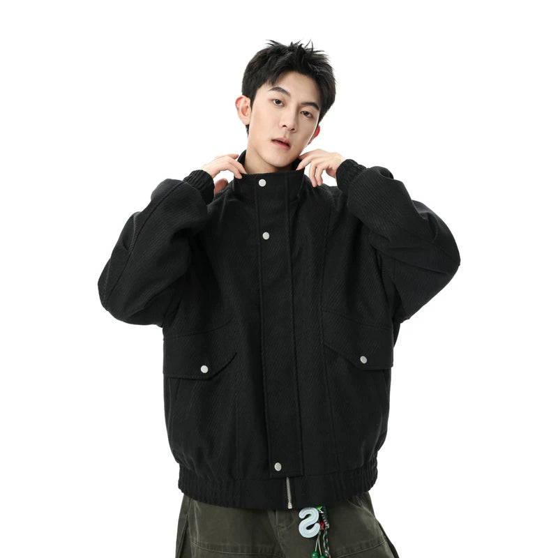 6018194212132,6018194212133,6018194212134,6018194212135,6018194212136,6018194212137,6018194212138, Stand Collar Wool Blend Casual Jacket