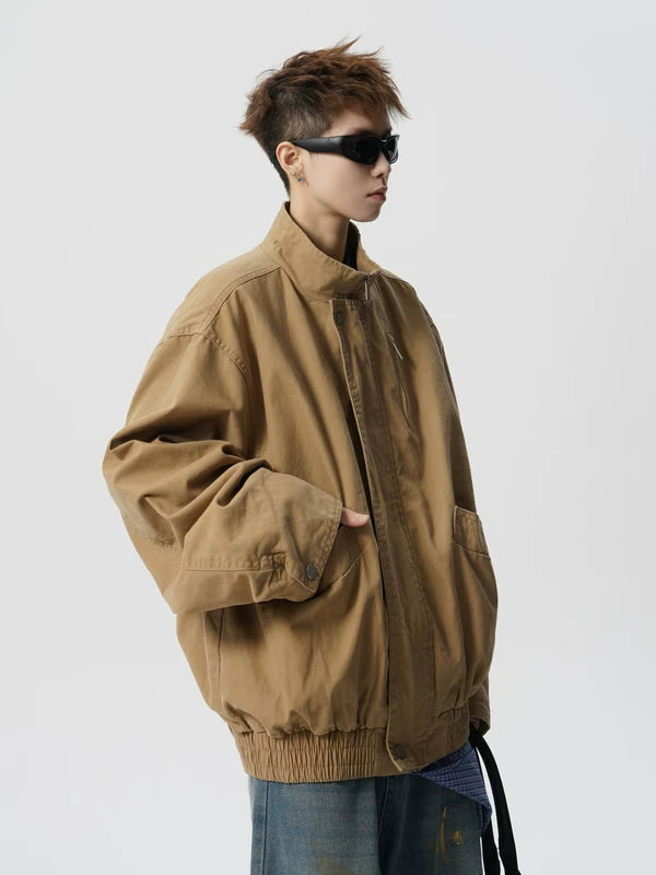 Stand Collar Workwear Zip Jacket 3