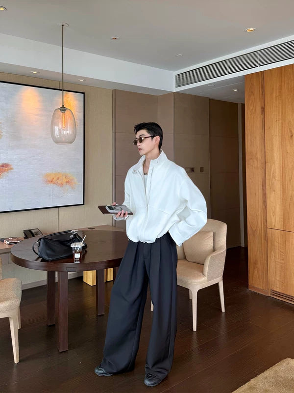 Stand Collar Zip Front Casual Jacket 3