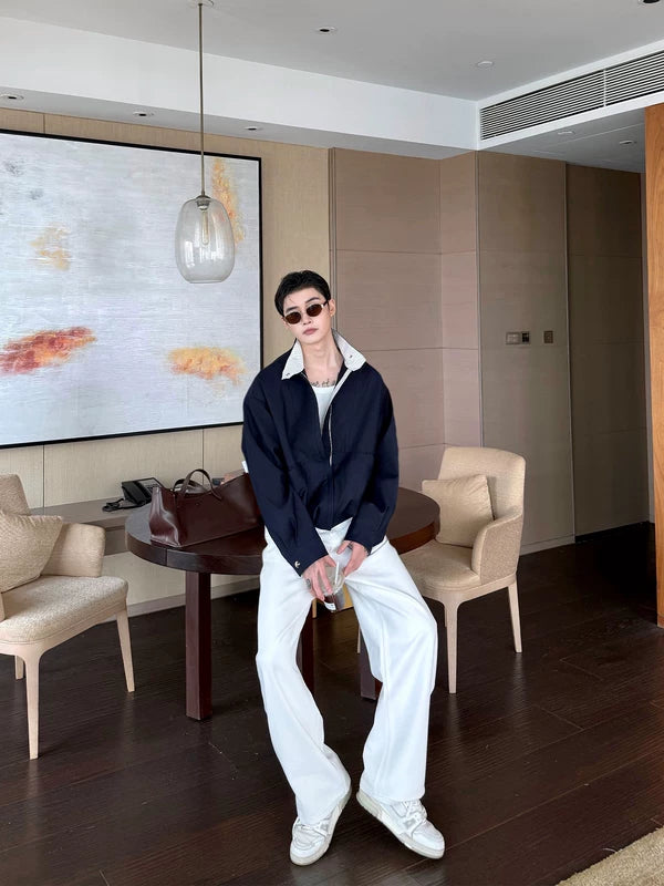 Stand Collar Zip Front Casual Jacket 4