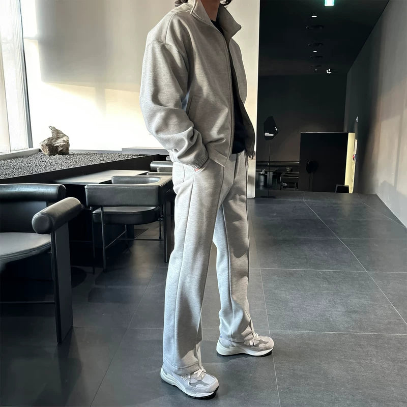 Stand Collar Zip Sweatshirt and Pants Set 5